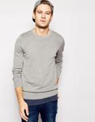 Blend Crew Knit Sweater Slim Fit - Gray