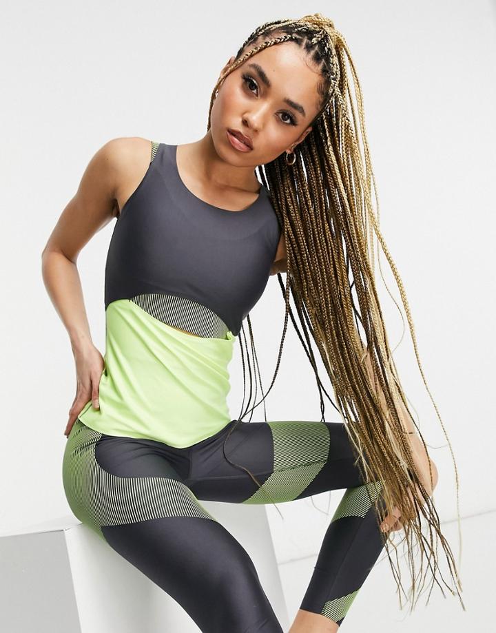 Puma Training Elevated Tank In Gray And Lime-grey