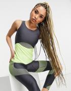 Puma Training Elevated Tank In Gray And Lime-grey