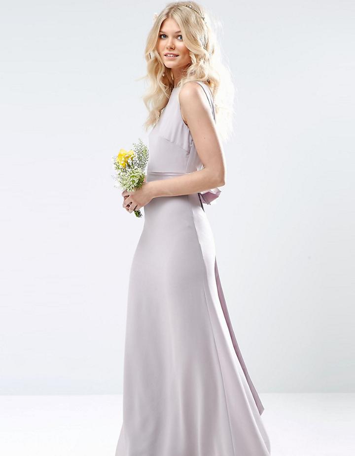 Tfnc Petite Wedding Sateen Bow Back Maxi Dress - Purple