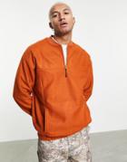 Asos Design Oversized Polar Fleece Sweatshirt With Zip Neck-brown