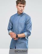 Noak Denim Shirt With Concealed Placket And Straight Hem - Navy
