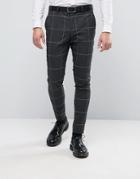 Selected Homme Super Skinny Suit Pants In Grid Check - Gray
