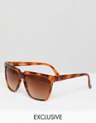 Reclaimed Vintage Inspired Square Sunglasses In Tort - Brown