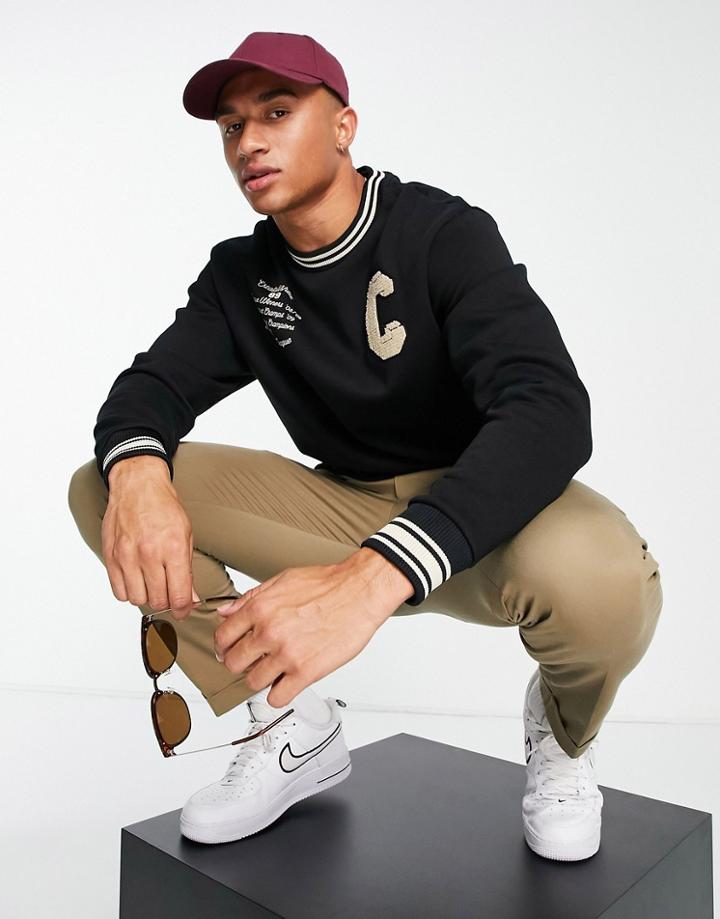 River Island Collegiate Sweatshirt In Black