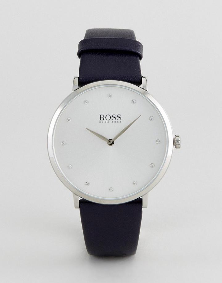 Boss By Hugo Boss 1502410 Jillian Leather Watch In Navy - Navy