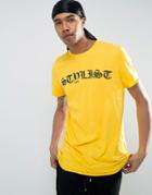 New Look Longline T-shirt With Stylist Print - Yellow