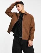 Topman Flannel Harrington Jacket In Brown - Part Of A Set