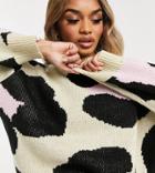 Asos Design Petite Sweater In Large Animal Pattern-multi