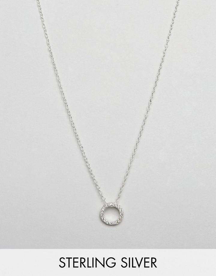 New Look Sterling Silver Hoop Pendant Necklace - Stone