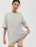 Monki Oversized Longline T-shirt In Beige - Beige