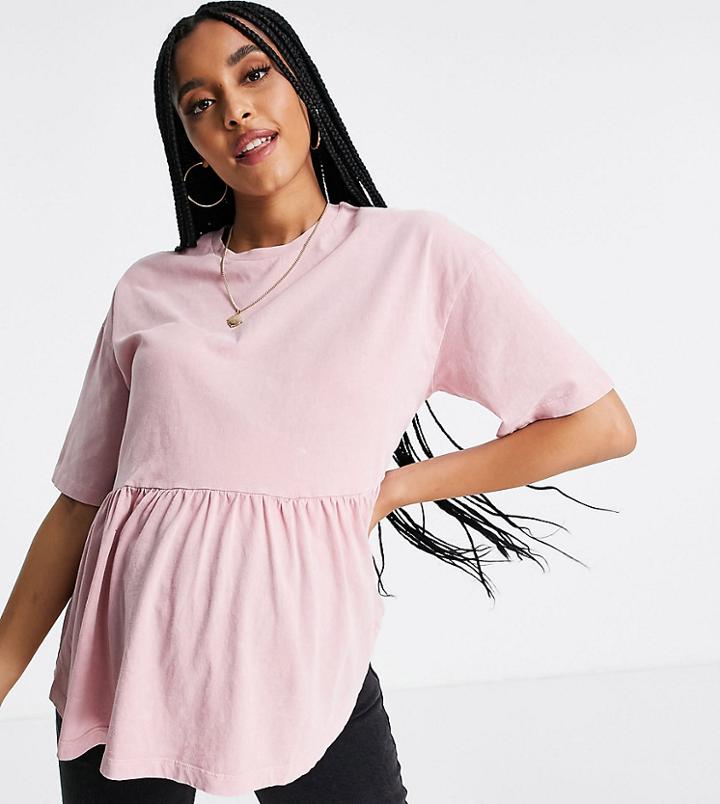 Asos Design Maternity Casual Smock Top In Pink
