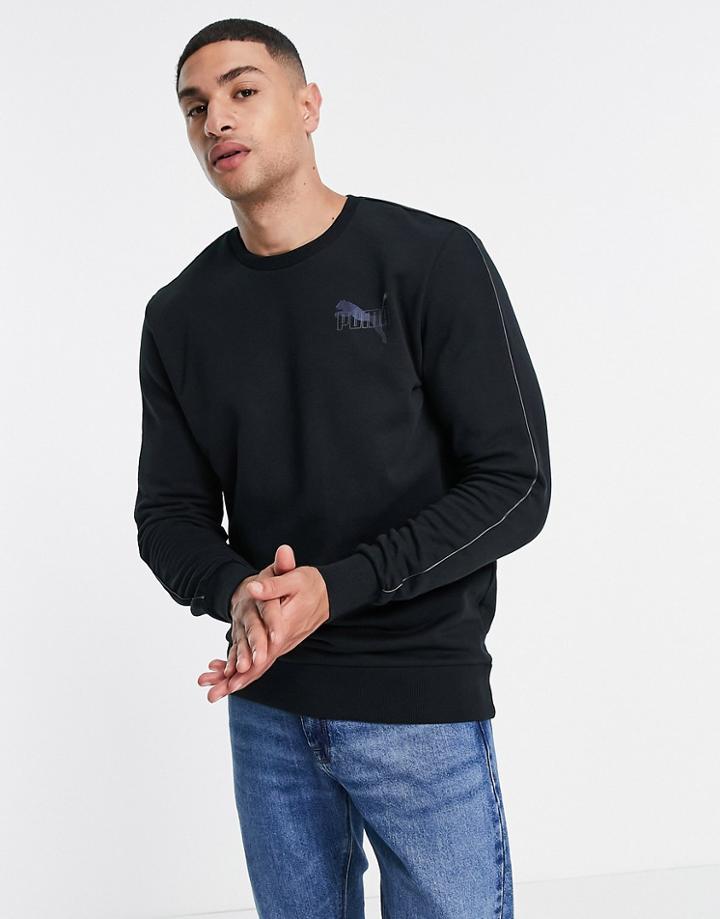 Puma Irridescent Crew Sweatshirt In Black