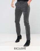 Reclaimed Vintage Skinny Pants In Pinstripe - Black