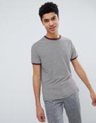 Brave Soul Double Layer Stripe T-shirt - Red
