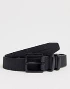 French Connection Diamond Emboss Prong Buckle Belt-black