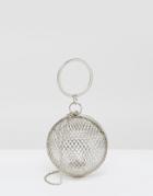 Asos Cage Sphere Clutch Bag - Silver