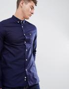 Lyle & Scott Logo Long Sleeve Oxford Shirt In Navy - Navy