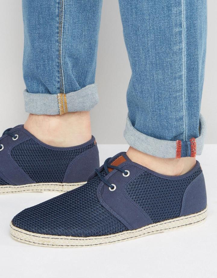 Dune Fentons Laceup Espadrilles - Navy