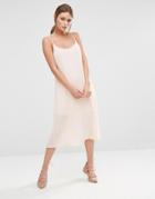 New Look Pleated Strappy Midi Dress - Beige