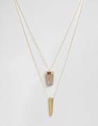 Asos Semi Precious Look Necklace Pack In Pink - Gold