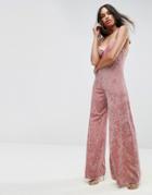 Asos Velvet Cami Jumpsuit - Pink