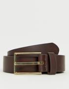 Asos Design Smart Faux Leather Slim Belt In Brown