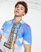 Boss Temotel All Over Print T-shirt In Blue