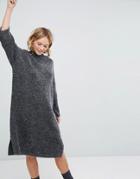 Monki Knitted Midi Dress - Gray