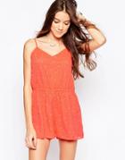 Madam Rage Cinched Waist Romper - Orange