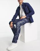 Liquor N Poker Straight Leg Denim Jeans In Dark Blue Camo - Part Of A Set