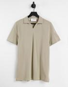 Selected Homme Revere Collar Polo In Crockery In Organic Cotton-neutral