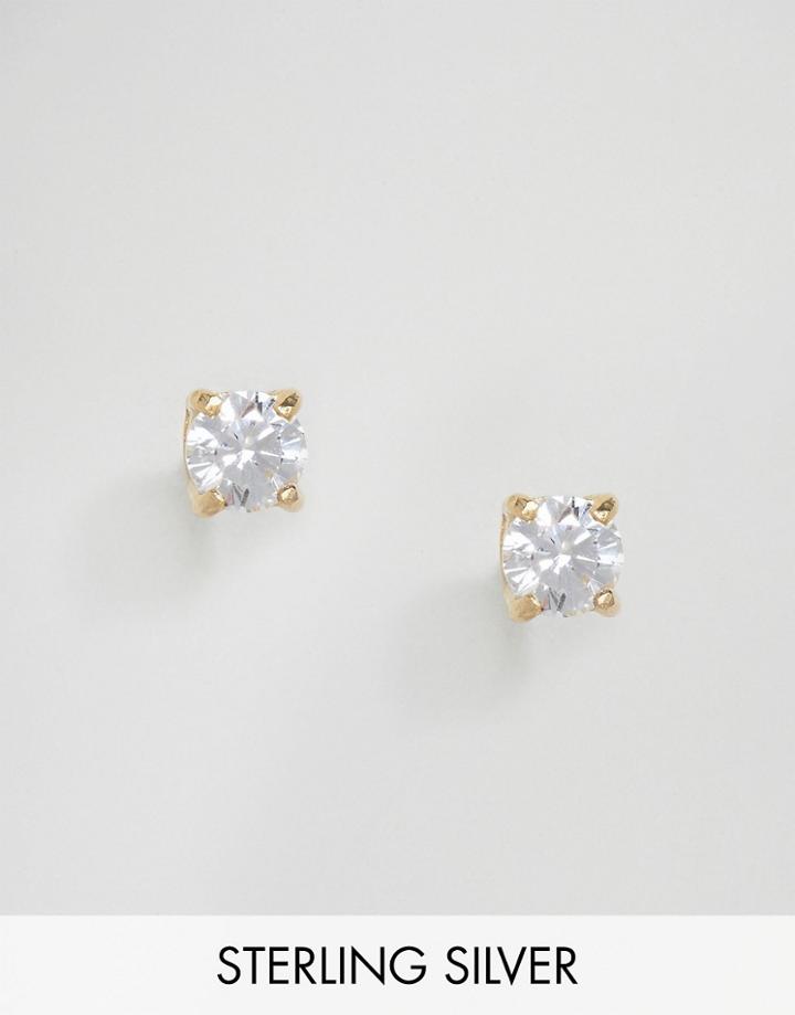 Asos Gold Plated Sterling Silver Crystal Stud Earrings - Gold