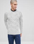 Only & Sons Knitted Sweater With Cable Detail - Gray