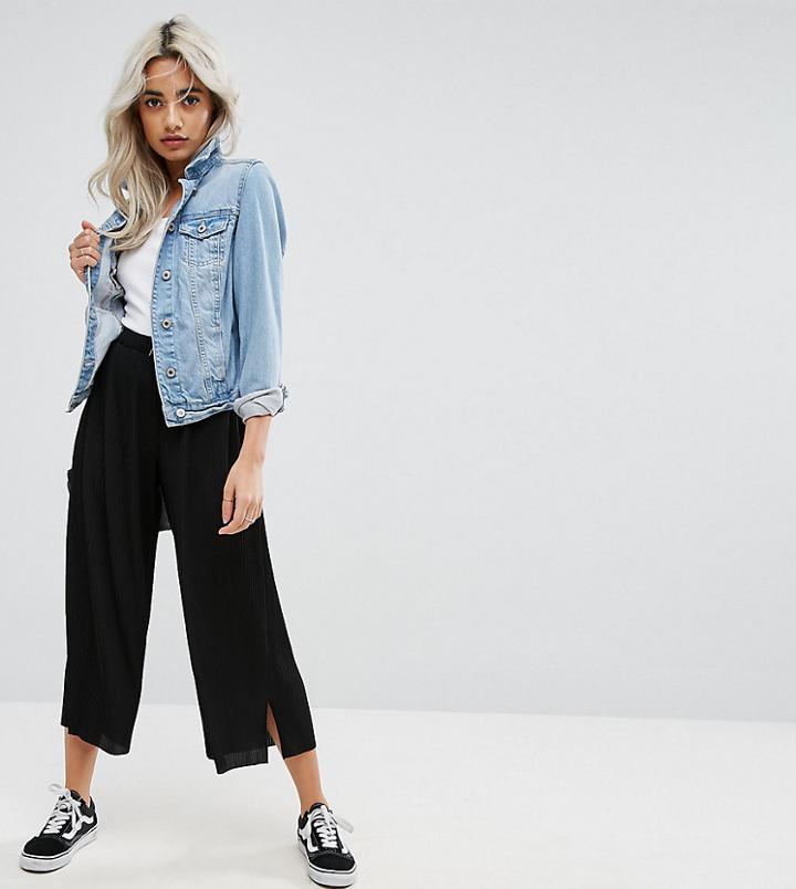 Asos Petite Plisse Culotte Pants - Beige