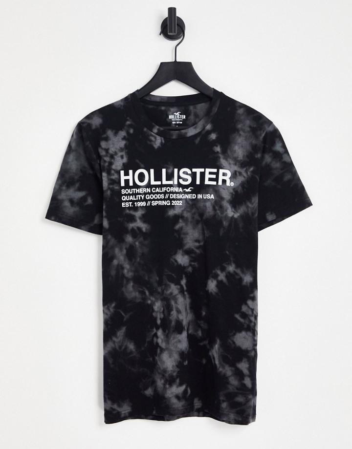Hollister Logo Acid Wash T-shirt In Gray
