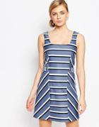 Oasis Stripe Pinafore Dress - Multi Blue