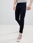 Pull & Bear Tailored Pants In Navy Check - Navy