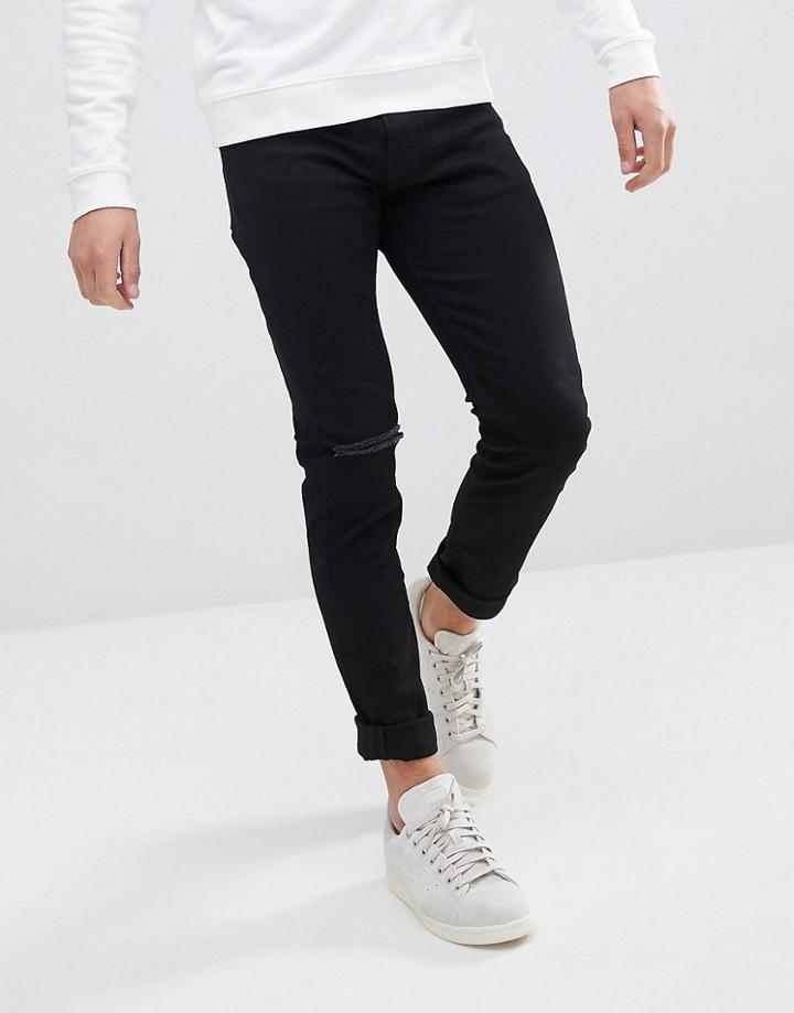Weekday Friday Black Distressed Skinny Jeans - Black