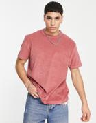 Asos Design Relaxed T-shirt In Pink Toweling