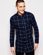Another Influence Flannel Windowpane Check Shirt - Navy