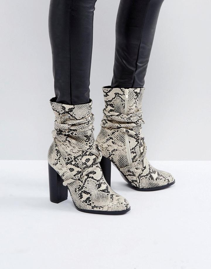 Prettylittlething Snake Print Boot - Multi