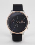 Tommy Hilfiger 1791488 Chronograph Leather Watch In Black 44mm - Black