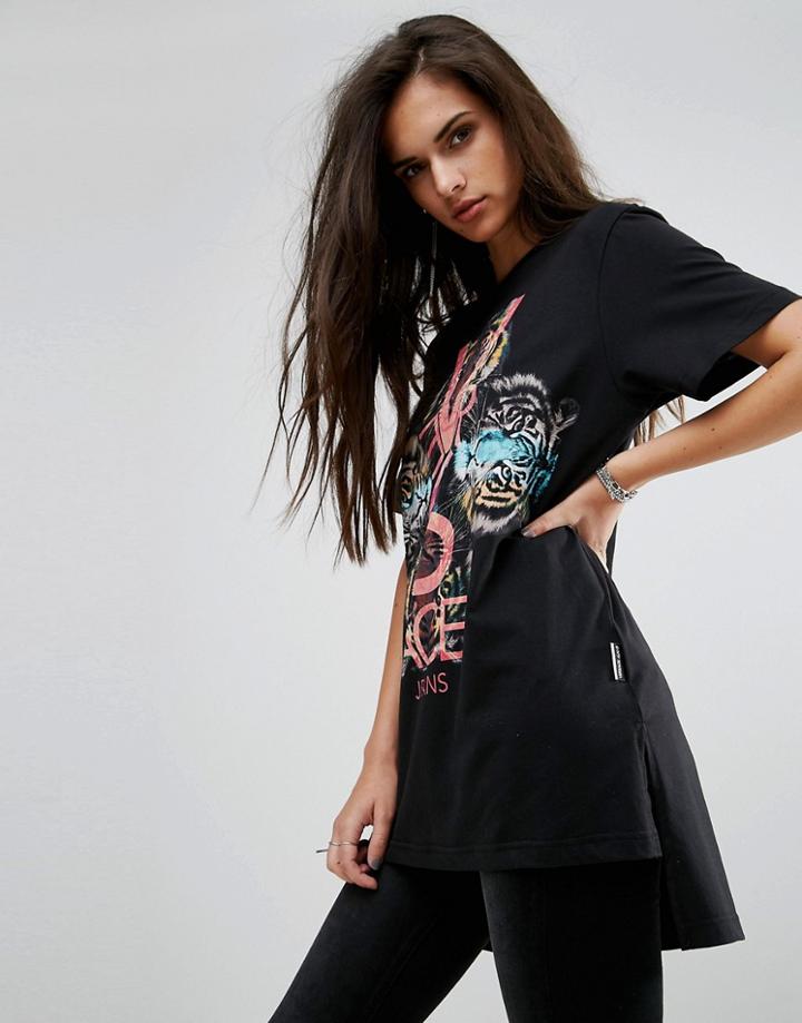 Versace Jeans Tiger Face Logo Boyfriend T-shirt - Black