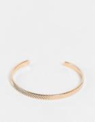 Asos Design Cuff Bracelet With Texture In Gold Tone