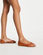 Asos Design Laurel Peeptoe Ballet Flats In Tan-brown
