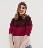 Brave Soul Plus Onda Sweater In Color Block Stripe - Multi
