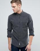 Pull & Bear Regular Fit Denim Shirt In Washed Out Black - Black