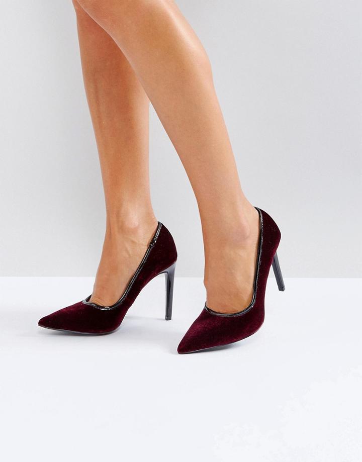 Ivyrevel Heeled Velvet Pointed Court Shoe With Pu Trim-red