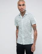 Noose & Monkey Skinny Shirt With Revere Collar - Blue